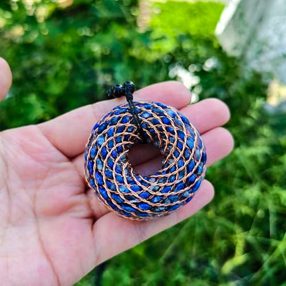 Rodin Coil & Orgone Pendant Necklace for Meditation, Reiki Energy Necklace, Chakra Balancing, Spiritual Protection - style: Lapis lazuli