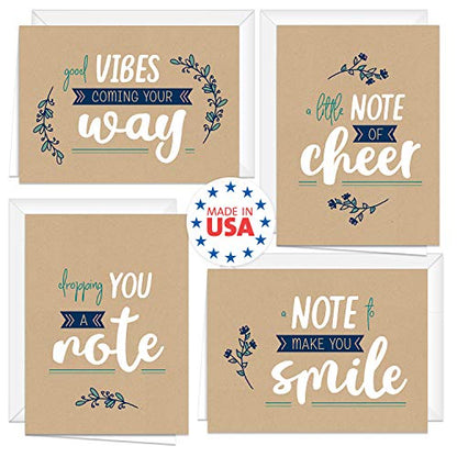 Canopy Street Encouraging Kraft Look Greeting Cards / 12 Friendship Note Card Pack With White Envelopes / 5" x 7" All Occasion Cards / 4 Modern Faux Brown Kraft Card Designs/Made In The USA - color: Encouraging Kraft Look