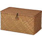 Rectangular Handwoven Seagrass Storage Basket with Lid for Shelves and Home Organizer Bin, (M (12"x7"x6"H), Natural) - size: M (12"x7"x6"H)