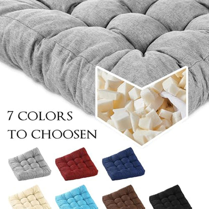 Meditation Floor Cushions Set of 2, Thickened Floor Pillow for Adults, Large Square Pillows Seat Cushion for Tatami Living Room Yoga, Memory Sponge Block Added, 22x22 Inch, Grey