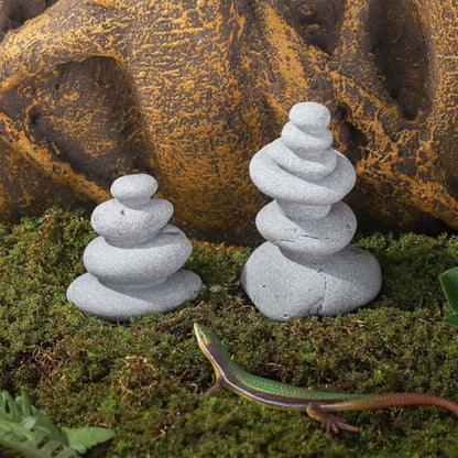 Mini Stacking Rock Stone Decor Stacked Stone Sculptures Zen Cairn Statue Realistic Ornament for Garden, Fish Tank Home Office(Small+Large)
