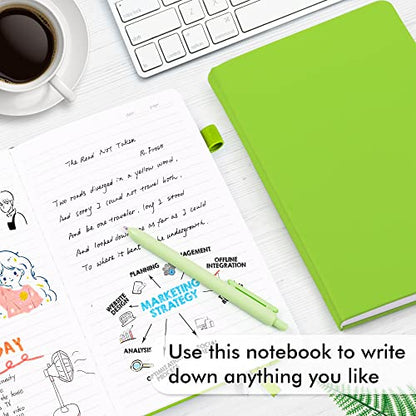 feela 24 Pack Journal Notebook Bulk for Work, Business Notebook Hardcover Lined Writing Journal with Pen Holder for Men Women Note Taking, with 24 Black Pens, 120 GSM, 5.1”x8.3”, A5, Green - color: 24 Green