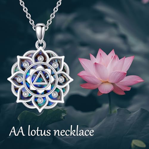 Sterling Silver S925 Om/AA Necklace Sobriety Gifts for Women Christmas Gift - style: AA