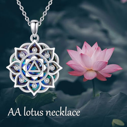 Sterling Silver S925 Om/AA Necklace Sobriety Gifts for Women Christmas Gift - style: AA