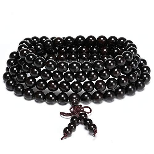 4pcs 108 Buddhist Natural Wooden Prayer Strand Bracelet Necklace Set Mala Meditation Spiritual for Women Men Unisex Rosary Jewelry