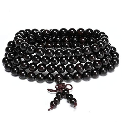 4pcs 108 Buddhist Natural Wooden Prayer Strand Bracelet Necklace Set Mala Meditation Spiritual for Women Men Unisex Rosary Jewelry