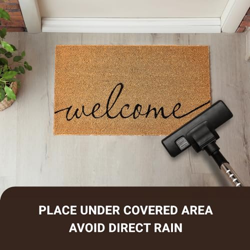 Coco Coir Door Mat with Heavy Duty Backing, Welcome Doormat (17" x 30"), Doormat Entrance (Welcome1-1Pack) - color: Welcome1 - 1pack