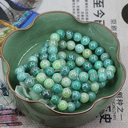 Keleny Fashion Crystal Man Women Stretch Bracelet 10mm Round Beads Rock Jasper 7 Inch Unisex - color: Electroplated Green Chrysoprase