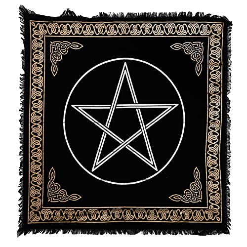 Indian Consigners Altar Cloth Pentagram Witchcraft Alter Tarot Spread Wiccan Square Spiritual 36 by 36 Sacred - color: Pentagram Gold Silver