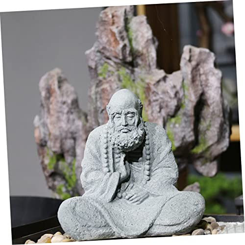 1pc Chinese Style Sitting Buddha Statue Sandstone Figurine for Home Decor Office Zen Garden and Meditation Spaces