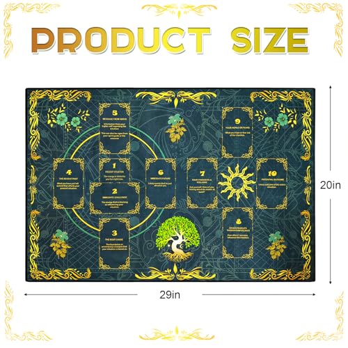Knana Altar Cloth Golden Tree Tarot Mat Tarot Cloth for Reading with Celtic Cross Pattern