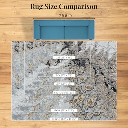 LUXE WEAVERS Marble Swirl Abstract Area Rug, Smoke 5x7 - color: Smoke, size: 5' x 7' (Rectangular)