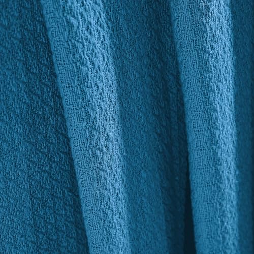 Superior Waffle Weave Cotton Blanket, for Picnic, Beach, Traveling or Camping, Comfy Blanket, Bedroom Decor, Essentials, Cover for Bed, Couch, Lounging, Honeycomb Knit, Throw, Azure