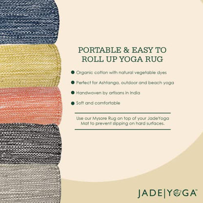 Jade Yoga Organic Cotton Hand Loomed Yoga Mat 72" Indigo - color: Karungali (Black)