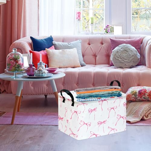 Kids Storage Basket Home Shelf Basket Rectangle Organizer Box Clothes Laundry Hamper Nursery Bin Gift Laundry Basket with Handles for Home - color: Star bowknot