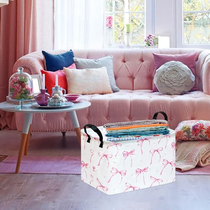 Kids Storage Basket Home Shelf Basket Rectangle Organizer Box Clothes Laundry Hamper Nursery Bin Gift Laundry Basket with Handles for Home - color: Star bowknot