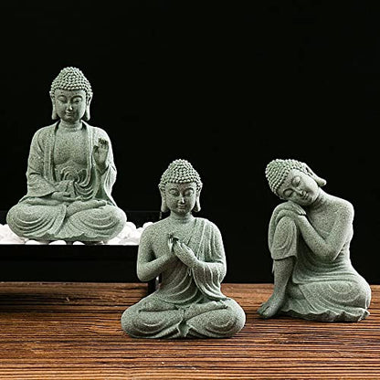 fazhongfa Mini Buddha Statue 4.7 Inch Natural Stone Handmade Buddha Sculptures Creative Zen Garden Aquarium Fish Tank Decorations Home Decor to Friend Family Mom Father as Gift (Contemplate) - style: Contemplate