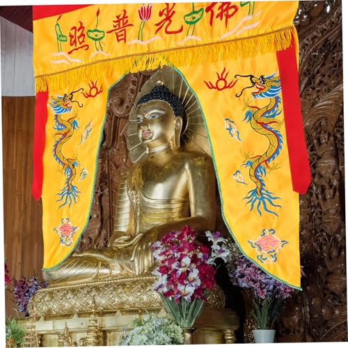Cabilock Buddhist Temple Embroidered Hanging Curtain Worship Cloth Decorative Buddha Cover for Spiritual Adornment for Meditation Spaces