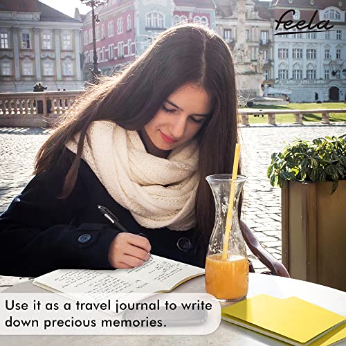 feela 8 Pack Soft Cover Journal Bulk, Notebooks College Ruled for Work, Lined Travel Journal for Women Men, Note Taking Notebook School Supplies Business Writing, 8.2” x 5.5”, A5, Lemon Yellow - color: 8 Lemon Yellow