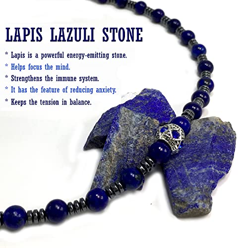 Healing Stress Anxiety Meditation Grounding Energy Gemstone Necklace Series - color: Healing Gemstone Necklace Series-Natural Lapis Lazuli -8 mm 18 inch- Stone