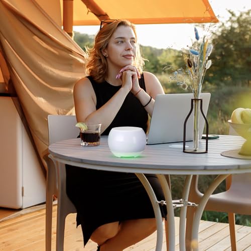 Soundary Ceramic Craft Bluetooth Speaker for Meditation & Yoga, Sound Therapy Machine for Stress Relief, Sleep Aid and Focus, Deep Bass, Louder Volume, Light Effect for Boxing Breathing (Purple) - color: Purple