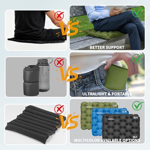 EULANT Inflatable Seat Cushion Lightweight Compact Stadium Seat Pad Camping Travel Air Seat Cushion for Airplane Hiking Bleachers Office Home Sports Events(Green) - color: Green
