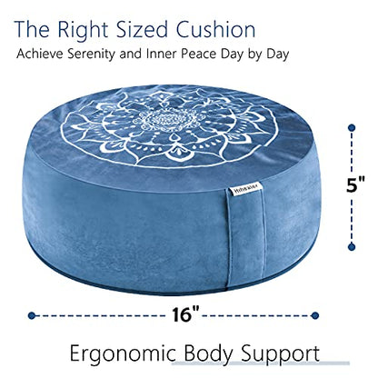 Hihealer Meditation Cushion, Traditional Tibetan Meditation Pillow Velvet Cover - Large Floor Cushion Seating for Adults - Yoga Buckwheat Bolster for Women、Moms