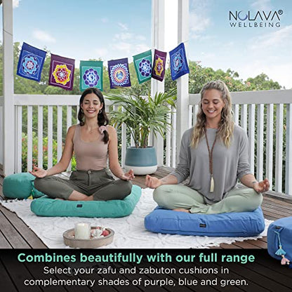 NOLAVA Round Zafu Cushions 15"x6" & Zabuton Meditation Cushions 32"x28"x3" - Premium Comfort for Mindful Practices - Yoga Bolster Pillow & Meditation Floor Pillow Essentials - color: Soft Green