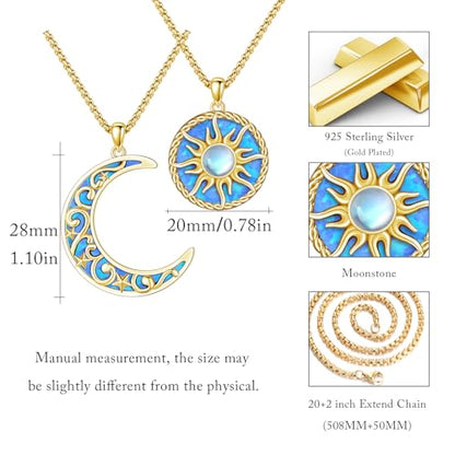 Yin Yang Necklaces for Women Men 925 Sterling Silver Pendant Necklace Yin Yang Jewelry for Women Men Couples - style: Sun Moon #10