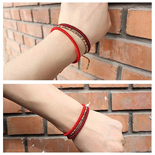 Men Women Chinese Lucky Red String Bracelet Tibetan Buddhist Prayer Handmade Yoga Prayer Rope Mala Bracelet Adjustable Size - color: Multicolor