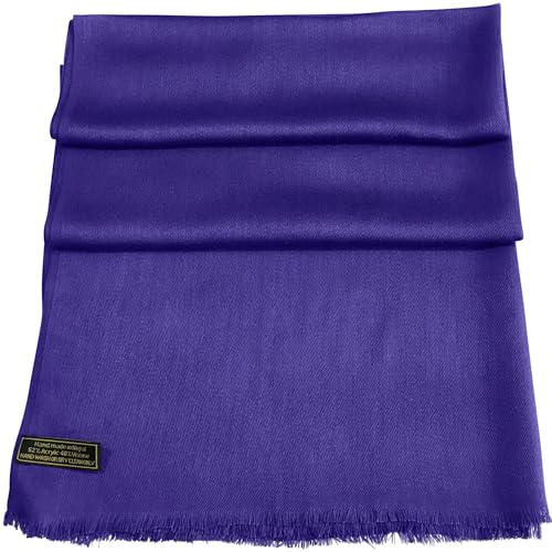 CJ Apparel Solid Color Fringe Design Fringe Shawl Scarf Wrap Stole Throw Head Wrap Pashmina Gift Hand Made in Nepal New - color: Federal Blue