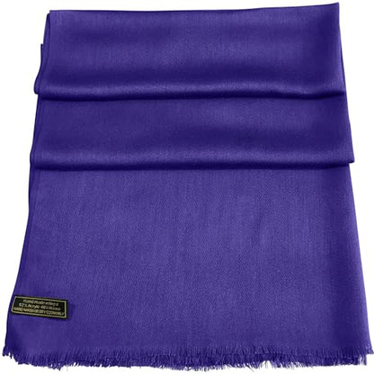 CJ Apparel Solid Color Fringe Design Fringe Shawl Scarf Wrap Stole Throw Head Wrap Pashmina Gift Hand Made in Nepal New - color: Federal Blue