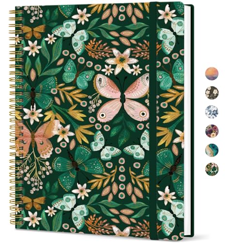 Large Spiral Lined Journal for Women, 8.5" x 11" Notebooks for Work Collge Ruled, A4 Aesthetic Cute Journaling Notebooks for Writing, Plastic Cover, Butterfly - color: B-Butterfly