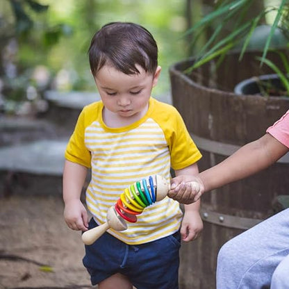 PlanToys Wooden Clatter Toy Percussion Musical Instrument (6413) | Sustainably Made from Rubberwood and Non-Toxic Paints and Dyes