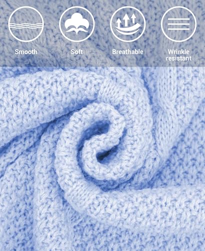 MissShorthair Knit Shawl Wraps for Women Boho Crochet Shawls Cape Open Front Cardigan - color: Blue