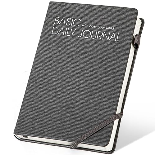 CAGIE Lined Journal Notebook for Work 256 Pages Hardcover Journals for Writing with Pen Loop A5 Daily Journaling Notebooks with Pocket, 5.7" x 8.3", Grey - color: 01 grey