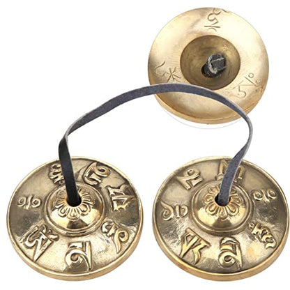 Meditation Bell, 6.5cm Tibetan Tingsha Cymbals Meditation Chime Bells Yoga Finger Chime Buddhist Percussion Instruments (double dragon pattern) - size: double dragon pattern