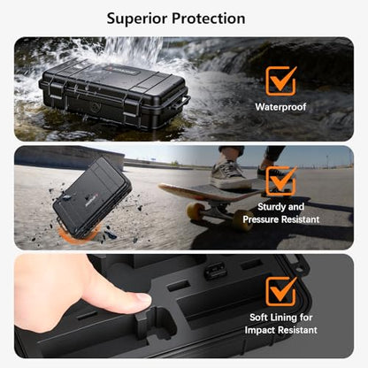 AMAZEAR Waterproof Hard Case Compatible with DJI OSMO Pocket 4 / Xtra Muse, Pocket4 Creator Combo Accessories Small Hard Shell Cover Travel Box for Carrying, Protection, Storage, Organization, Black