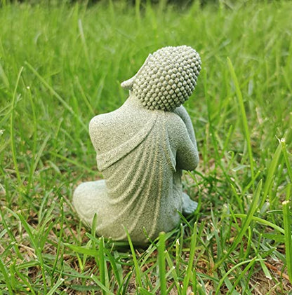 livelyfish Mini Buddha Statue Meditating Natural Sandstone Buda Sculptures Ornament for 10 Gallon & Under Fish Tanks, Aquarium Decorations Home Zen Garden Bonsai Decor, Gifts (Meditation-Small) - size: A-Small