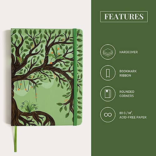 Rileys & Co Notebook Journal for Writing 8 x 6 Inches, Hardcover Daily Journaling Diary - 240 Lined Pages - Compact Notebook for Women, Men, Kids, Work and Travel (Tree of Life) - color: Lined