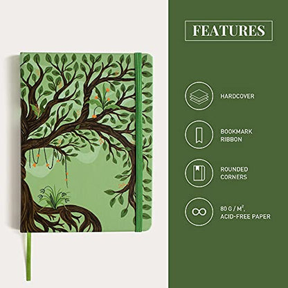 Rileys Tree of Life, 8" x 6", Blank Journal 240 Pages, Ivory Paper, Blank Notebook for Men and Women, Unlined Journal, Drawing Notebook, Great Gift for Creatives (Unlined Notebook) - color: Green