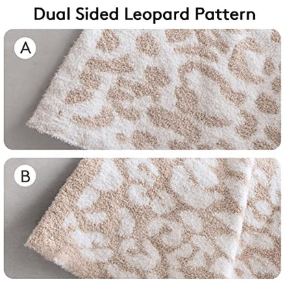 Ultra Soft Leopard Throw Blanket (50x60 inches) Microfiber Blankets Plush Warm Reversible Cheetah Blanket Leopard Pattern Throw for Couch Bed Sofa - Khaki, 50"x60"