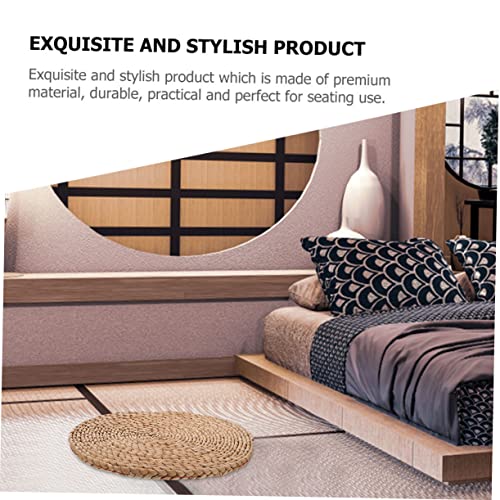 PRETYZOOM Thickened Woven Yoga Meditation Cushion Pad for Outdoor Picnics Natural Straw Floor Mat Comfortable Seating for Home and Garden Use Thick