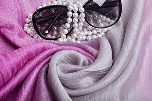 Cotton Silk Scarf Elegant Soft Wraps Color Shade Scarves for Women - color: Gradient - Rose Purple