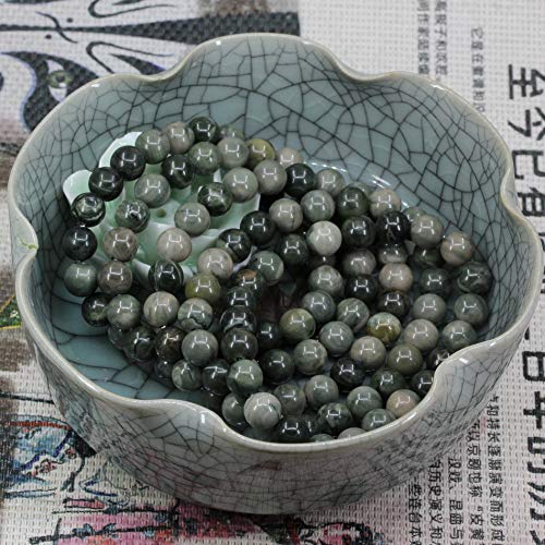Keleny Gem Semi Precious Gemstones 8mm Natural Quartzite Stone Round Beads Crystal Stretch Bracelet 7 Inch Unisex - color: Green Mud Stone