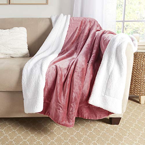 Sherpa Throw Blanket Super Soft Reversible Ultra Luxurious Plush Blanket, 50 x 60 inches, Light Mahogany/White - color: Light Mahogany / White, size: Throw (50" x 60")