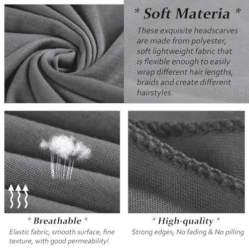 XTREND 1 Piece Stretch Head Wrap Jersey Turban Long Hair Scarf Soft Fashion Headband Solid Color Breathable African Knit Head Scarves Turban Tie for Women (Dark Gray) - color: Z1 Dark Gray