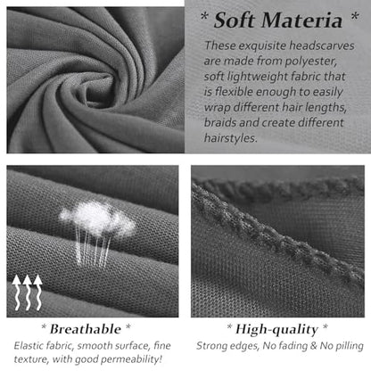 XTREND 1 Piece Stretch Head Wrap Jersey Turban Long Hair Scarf Soft Fashion Headband Solid Color Breathable African Knit Head Scarves Turban Tie for Women (Dark Gray) - color: Z1 Dark Gray