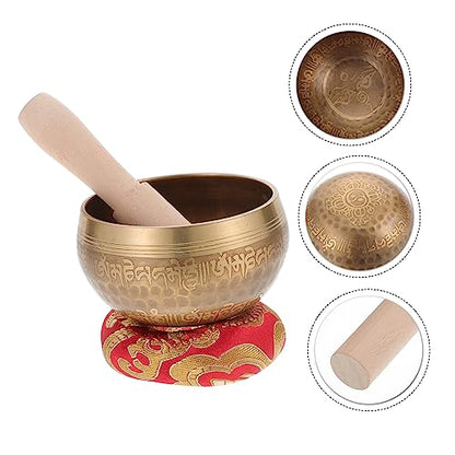 1set Sound Singing Bowl for Meditation and Mindfulness Includes Wooden Rod and Washer for Sound Therapy and Relaxation
