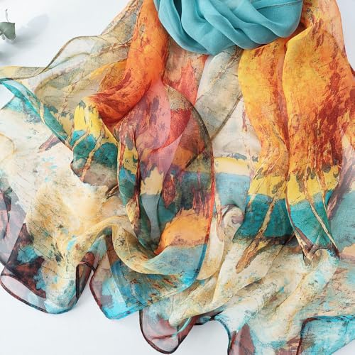 Pokeedioty Scarfs for Women Lightweight Fashion Scarves Elegant Floral Pattern Sheer Scarfs Sunscreen Shawls Wraps - color: P 0140